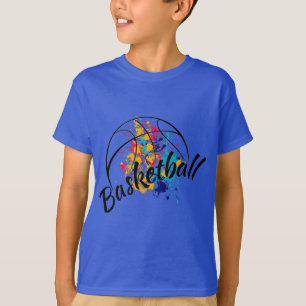 T-shirt garçons de basket-ball aquarelle