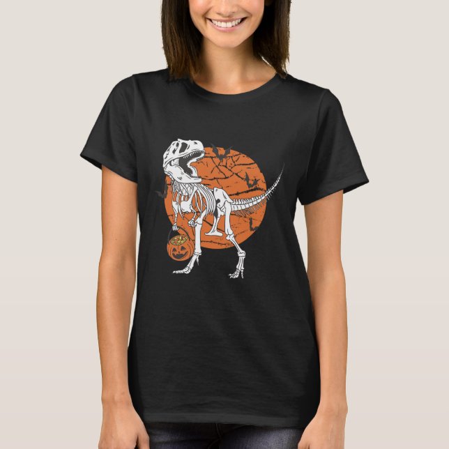 T-shirt Garçons d'Halloween Dinosaure Squelette T Rex Citr (Devant)