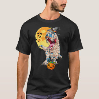 T-shirt Garçons d'Halloween Dinosaure T Rex Momie Chapeau