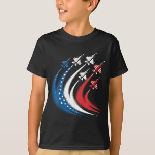 T-shirt Garçons Drapeau Américain Avion de Chasse Enfants