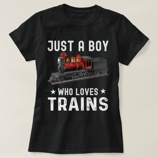 T-shirt Garçons Drôle Juste Un Garçon Qui Aime Trains Ce G (Design devant)