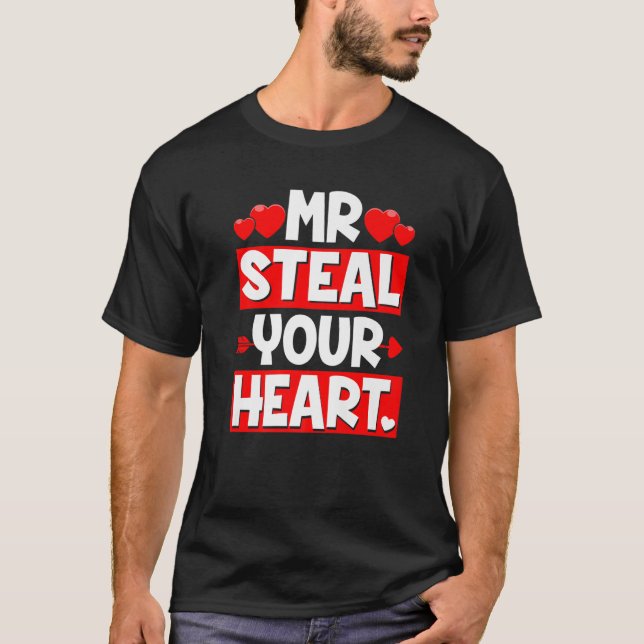 T-shirt Garçons Filles Saint-Valentin M. Steal Votre Coeur (Devant)