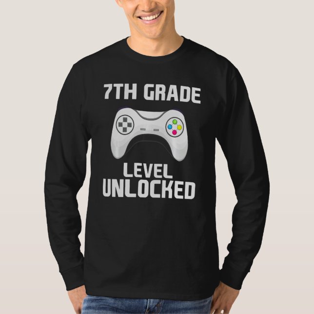 T-shirt Garçons Gamer 7e classe Niveau déverrouillé Premie (Devant)