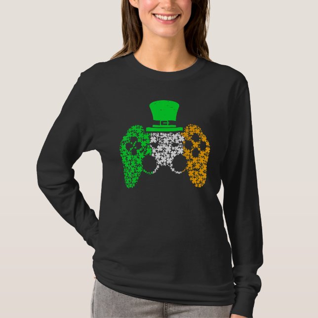 T-shirt Garçons Gamer Jeu Lucky Shamrock Jour de la Saint  (Devant)