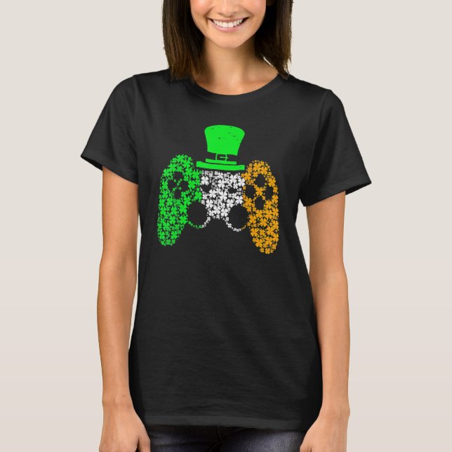 T-shirt Garçons Gamer Jeu Lucky Shamrock Jour de la Saint  (Devant)