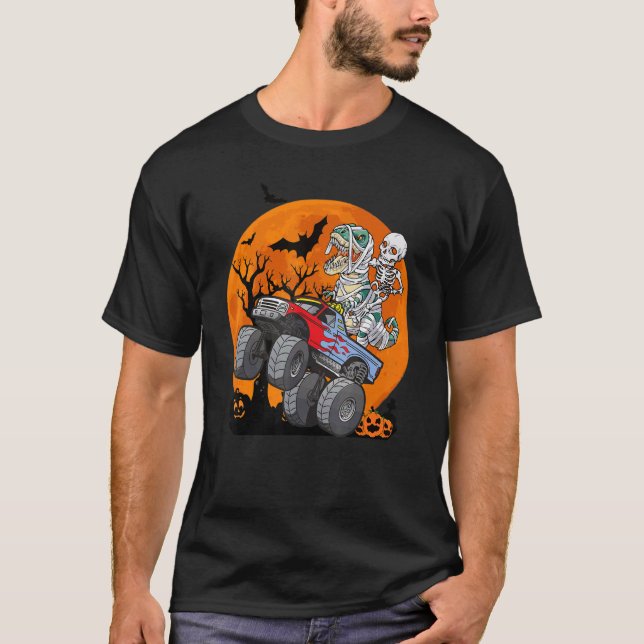 T-shirt Garçons Halloween Monster Truck Citrouille Mummy D (Devant)