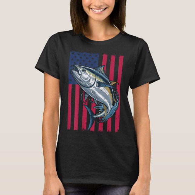 T-shirt Garçons Jeunes Pêche en Mer Profonde Drapeau Améri (Devant)