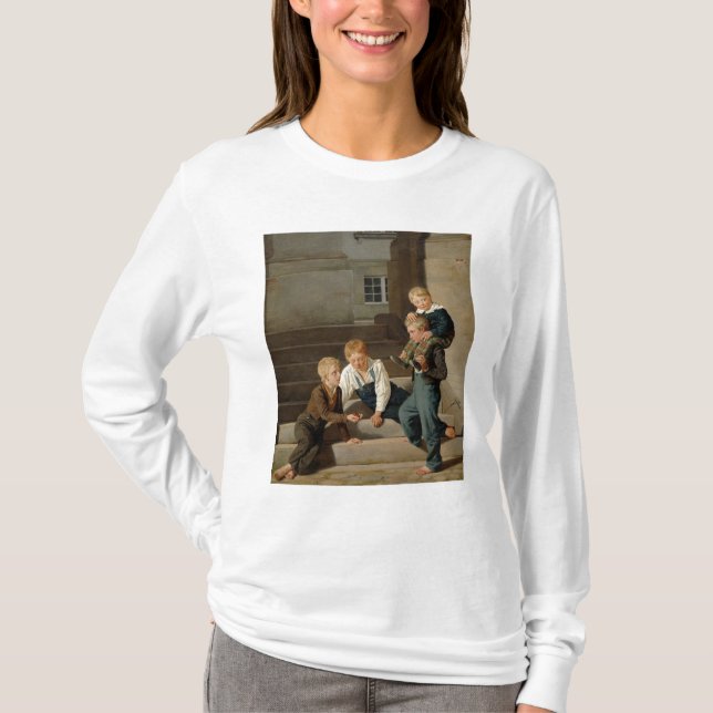 T-shirt Garçons jouant des matrices devant Christiansborg (Devant)