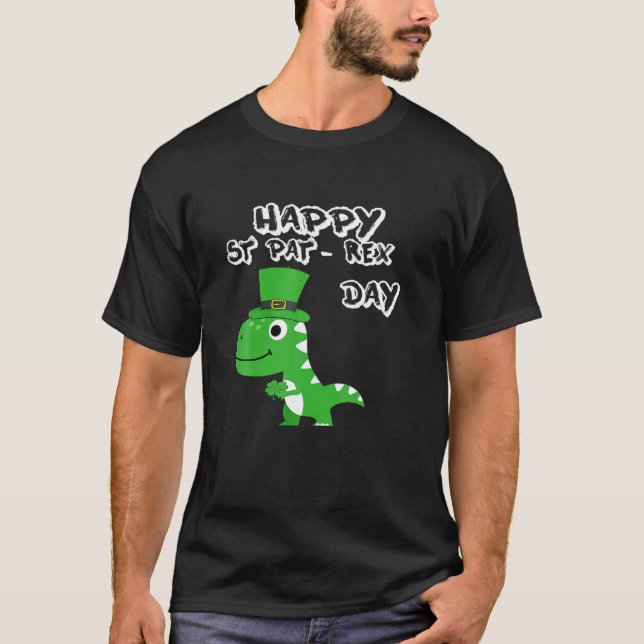 T-shirt Garçons Jour de la Saint Patrick Dino Trex Funny S (Devant)