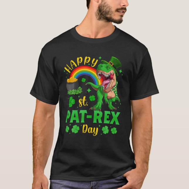 T-shirt Garçons Jour de la Saint Patrick Dino Trex Funny S (Devant)