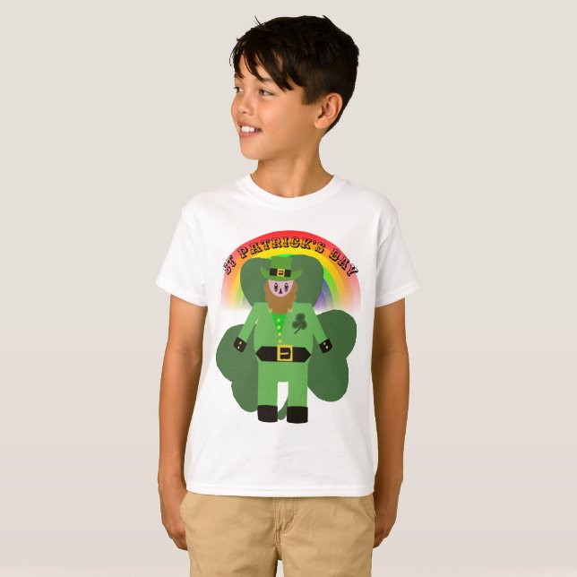 T-shirt Garçons Jour de la Saint Patrick Leprechaun (Devant entier)