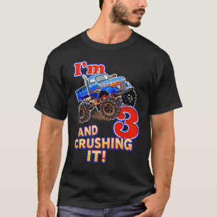 T-shirt Garçons Monster Truck Anniversaire J'ai 3 ans et j