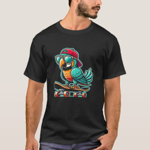 T-shirt Garçons patineurs avec perroquet sur skateboard 1