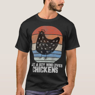 T-shirt Garçons Poulet, Retro Poulets Tee Garçons, Poulet