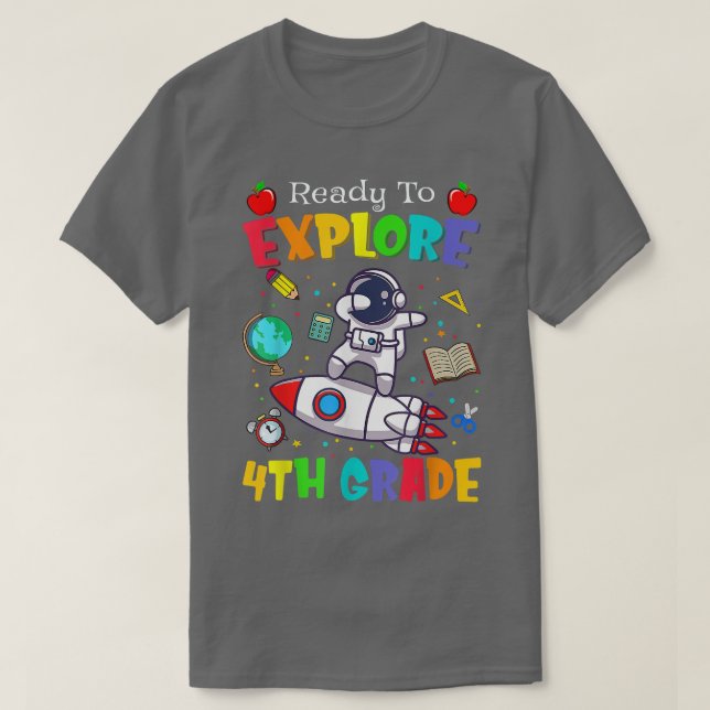 T-shirt Garçons prêts à explorer la 4e année Retour à l'éc (Design devant)