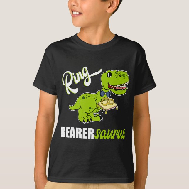 T-shirt Garçons Ring Porteur Dinosaur Rex Mariage Fête Cad (Devant)