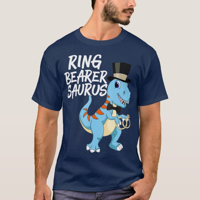 T-shirt Garçons Ring Porteur Dinosaur Rex Mariage Fête Cad (Devant)