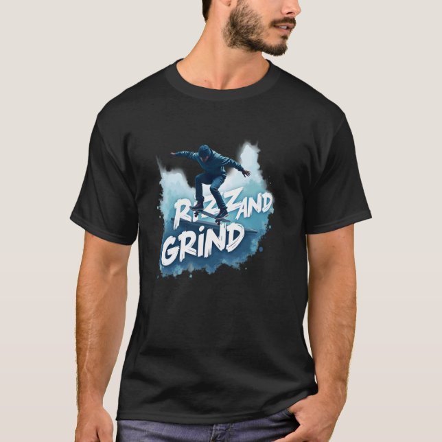 T-shirt Garçons skateurs Rizz et Grind Style de rue cool (Devant)