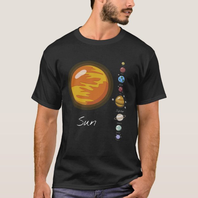 T-shirt Garçons Système Solaire Planète Astronautes de l'e (Devant)