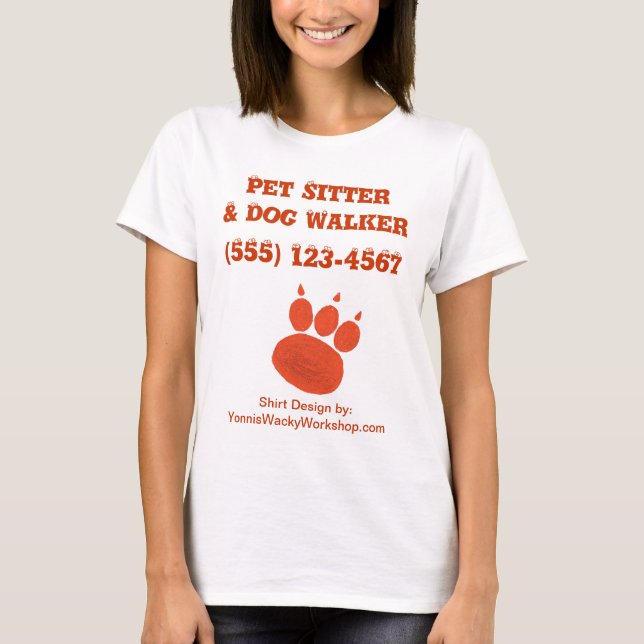 T-shirt Garde d'enfants d'animal familier et empreinte de (Devant)