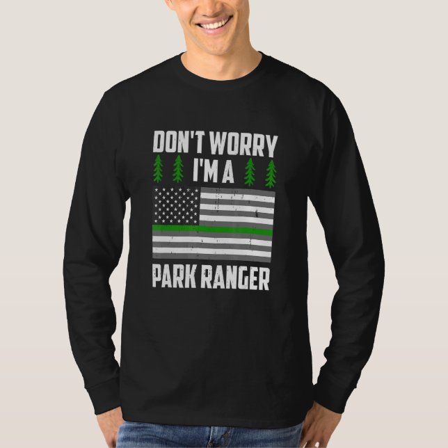 T-shirt Garde forestier Drapeau américain Agent de conserv (Devant)