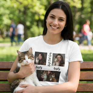 T-shirt Garde-personnalisé simple Photo et nom de chat
