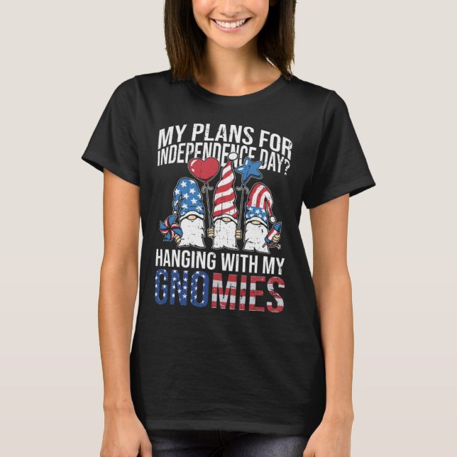 T-shirt Garden Gnome 4th Of July Indipendence Day Gnome Ga (Devant)
