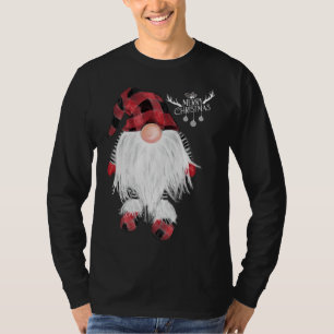 T-shirt Garden Gnome Joyeux Noël Buffalo Rouge Plaid Paj
