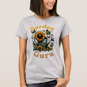 T-shirt Garden Guru Waters Can et Sunflowers Grey