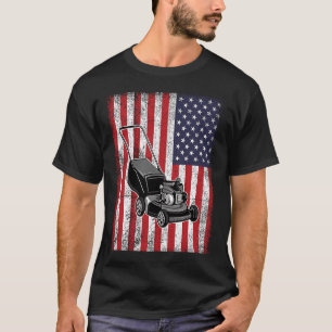T-shirt Gardener Lawn Mower USA American Flag Fier Landsc