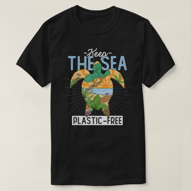 T-shirt Garder La Tortue Libre En Plastique De Mer (Design devant)