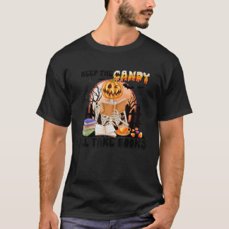 T-shirt Garder le bonbon Je prendrai des livres Skeleton C