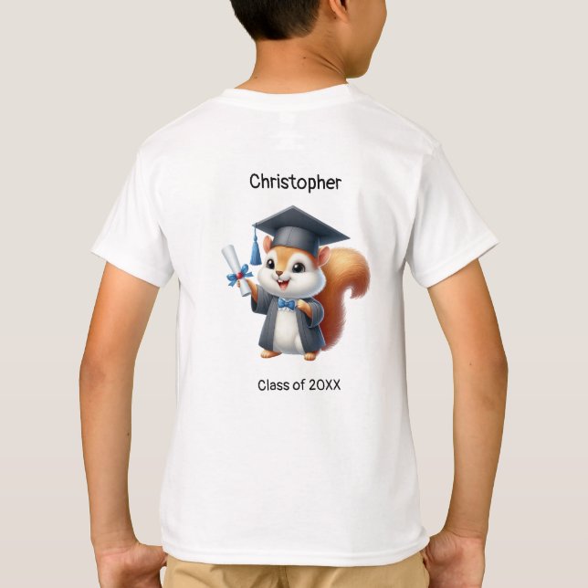 T-shirt Gardergarten Garçon Diplômé Nom d'écureuil mignon (Dos)