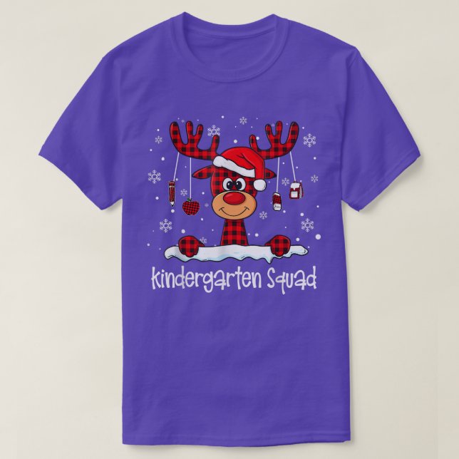 T-shirt Gardergarten Squad Rindeer Plaid Santa Hat Teache (Design devant)