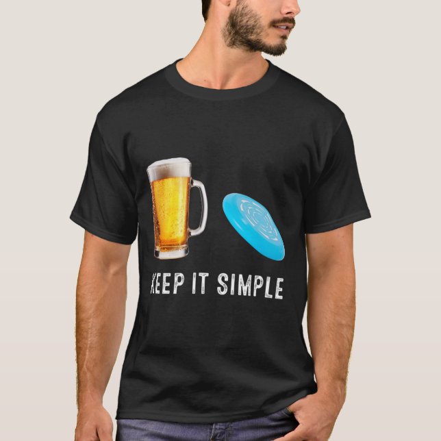 T-shirt Gardez Bière Simple Et Disc Golf Drôle Commun  (Devant)