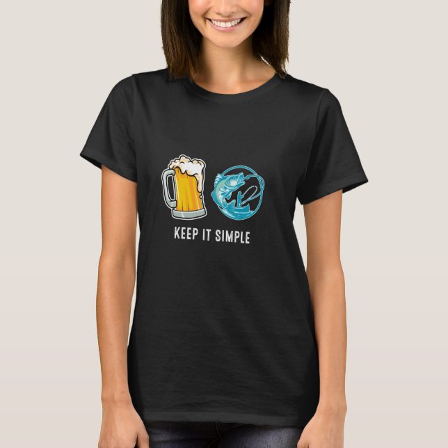 T-shirt Gardez Bière Simple & Pêche Poisson Drôle Commun (Devant)