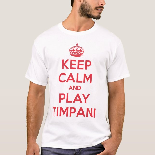 T-shirt Gardez la chemise calme de timbales de jeu (Devant)