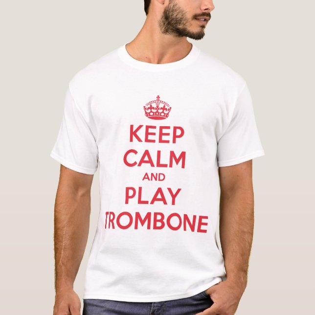 T-shirt Gardez la chemise calme de trombone de jeu (Devant)