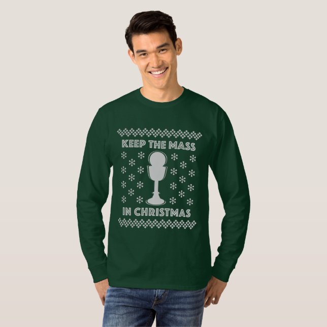 T-shirt Gardez la messe dans la chemise masculine de Noël (Devant entier)