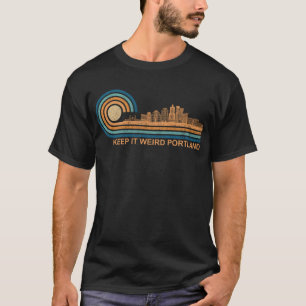 T-shirt Gardez-le bizarre Portland Oregon Skyline Retro