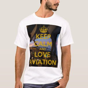 T-shirt Gardez le calme amour Aviation Club avion blanc T-