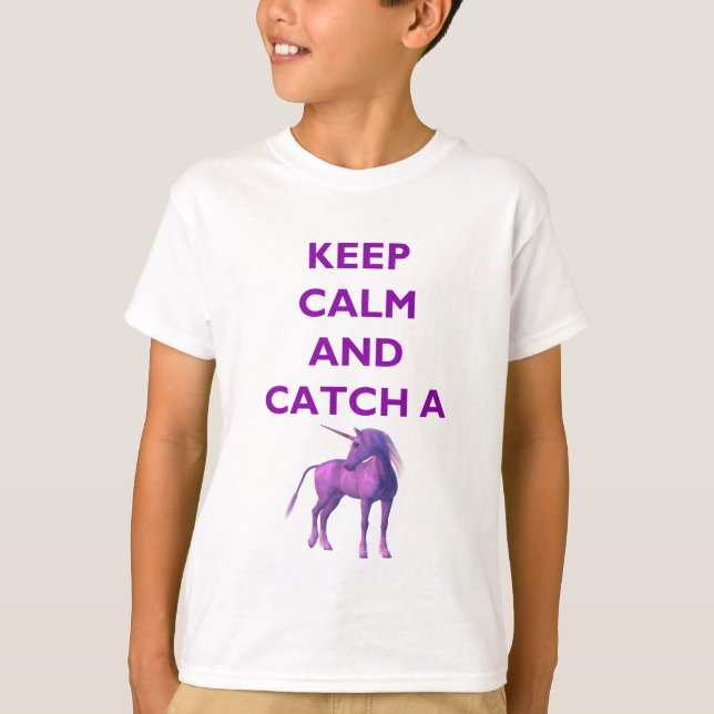 T-shirt Gardez le calme et attrapez une licorne violette p (Devant)