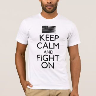 T-shirt Gardez le calme et combattez sur noir et blanc