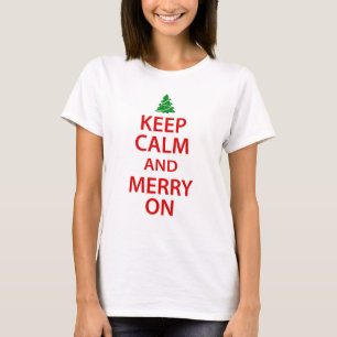 T-shirt Gardez le calme et joyeux sur Noël rouge/vert