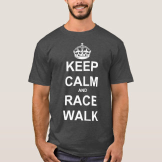 T-shirt Gardez le calme et la marche de course blanc