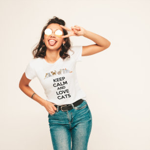 T-shirt Gardez le calme et l'amour chats