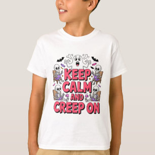 T-shirt Gardez Le Calme Et Le Fou Sur Le Fantôme De Skelet