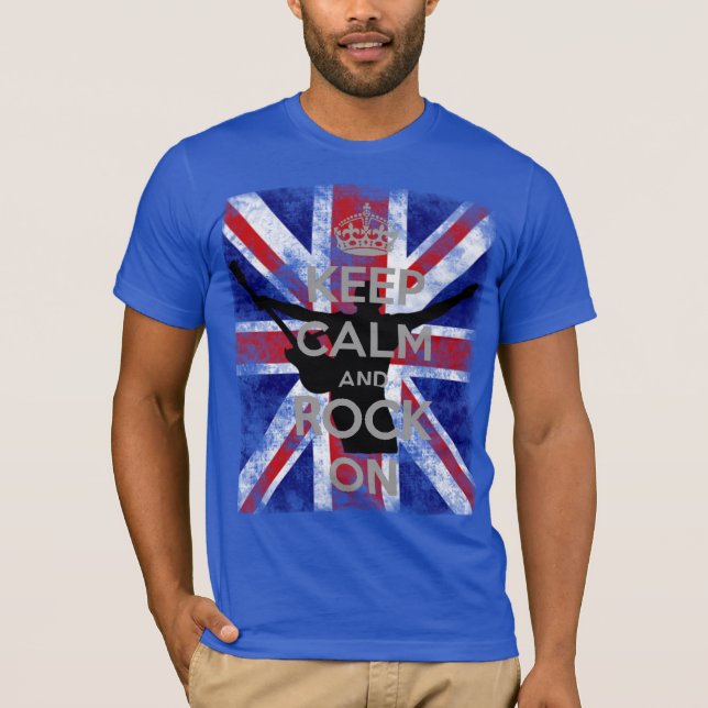 T-shirt Gardez le calme et le rock sur le drapeau britanni (Devant)