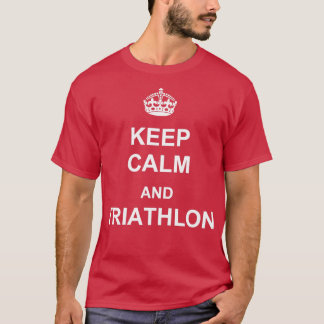 T-shirt Gardez le calme et le triathlon blanc