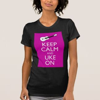 T-shirt Gardez le calme et l'Uke sur (Fuschia)